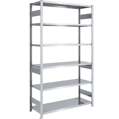 Boltless shelving unit, medium duty, double-sided, HxWxD 2500 x 1300 x 600 mm, zinc plated, standard shelf unit.