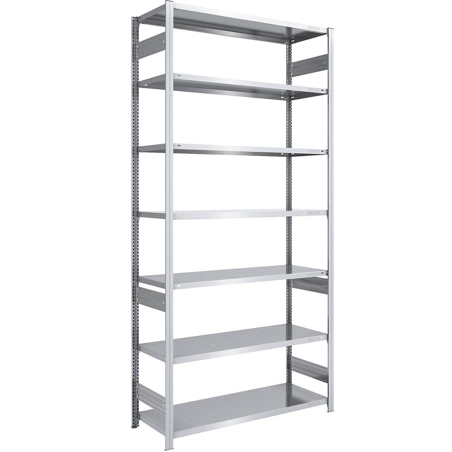 Boltless shelving unit, medium duty, double-sided, HxWxD 3000 x 1300 x 600 mm, zinc plated, standard shelf unit.