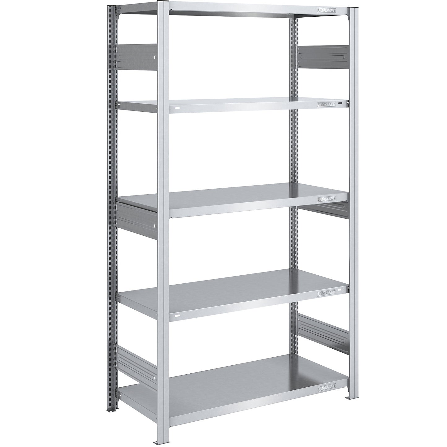 Heavy duty boltless shelving unit, double-sided, HxWxD 2000 x 1000 x 600 mm, zinc plated, standard shelf unit.