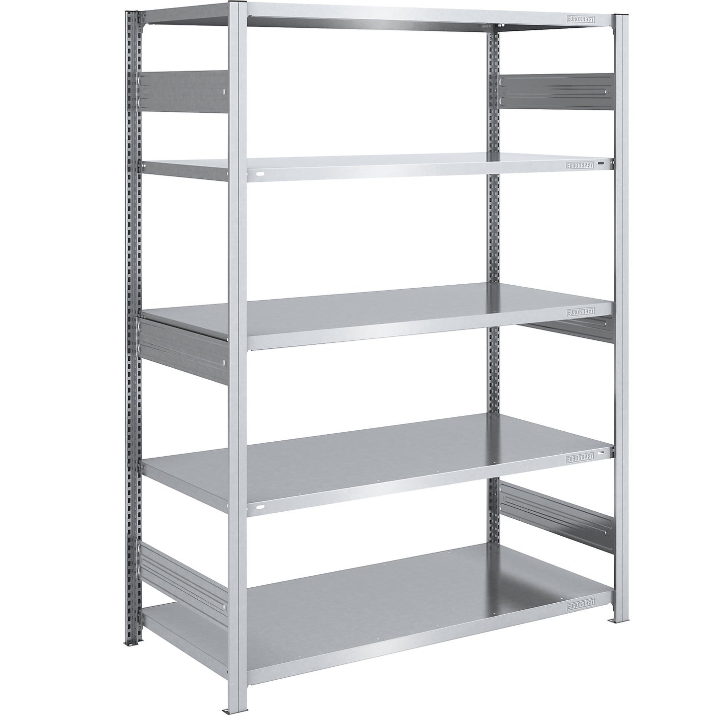 Heavy duty boltless shelving unit, double-sided, HxWxD 2000 x 1300 x 800 mm, zinc plated, standard shelf unit.