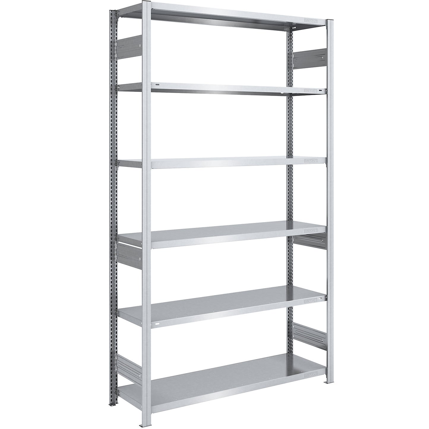 Heavy duty boltless shelving unit, double-sided, HxWxD 2500 x 1300 x 500 mm, zinc plated, standard shelf unit.