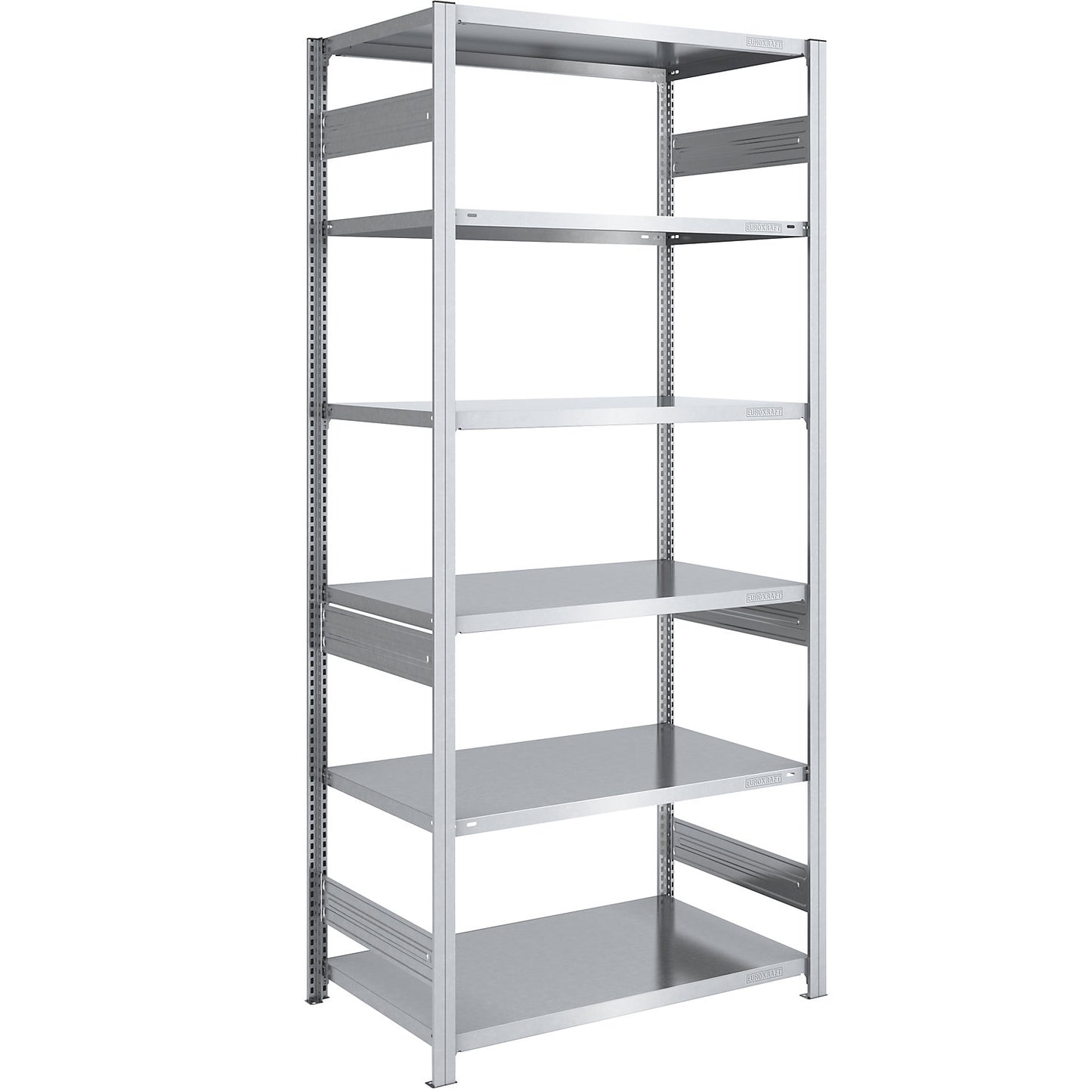 Heavy duty boltless shelving unit, double-sided, HxWxD 2500 x 1000 x 800 mm, zinc plated, standard shelf unit.