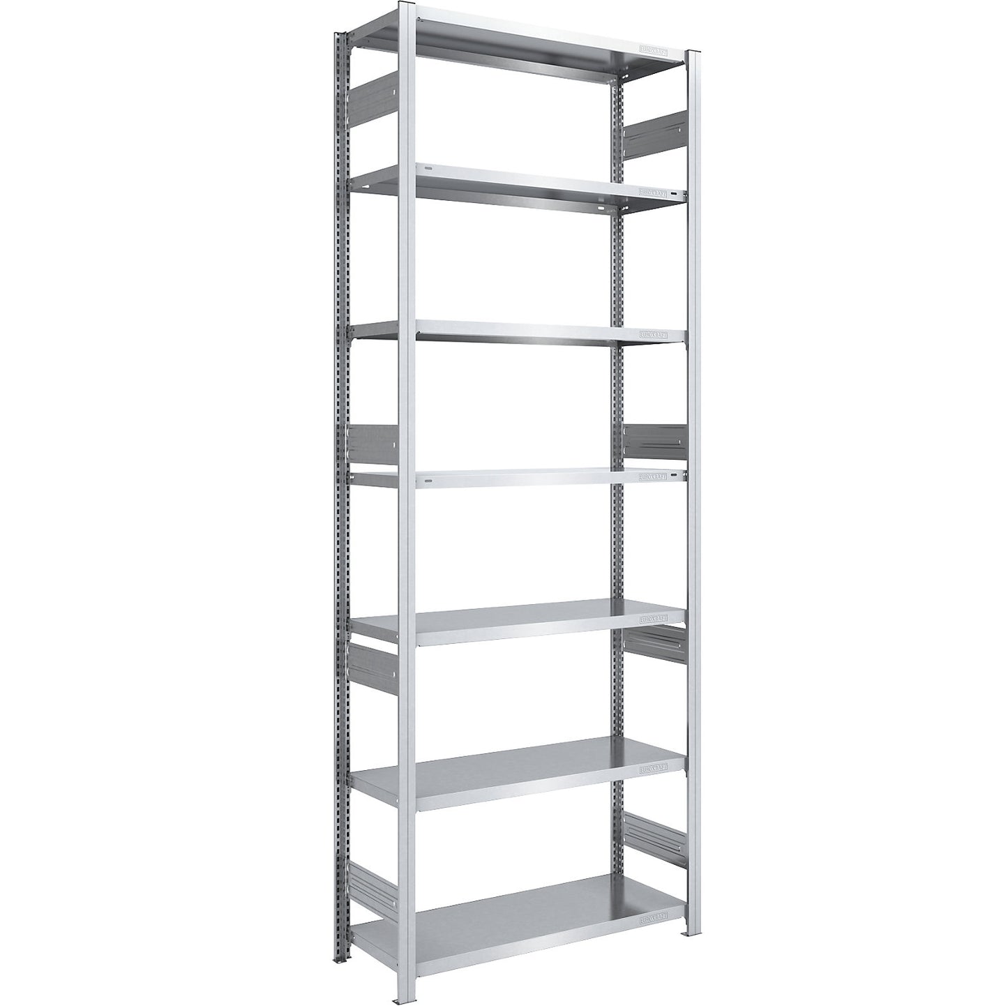 Heavy duty boltless shelving unit, double-sided, HxWxD 3000 x 1000 x 500 mm, zinc plated, standard shelf unit.