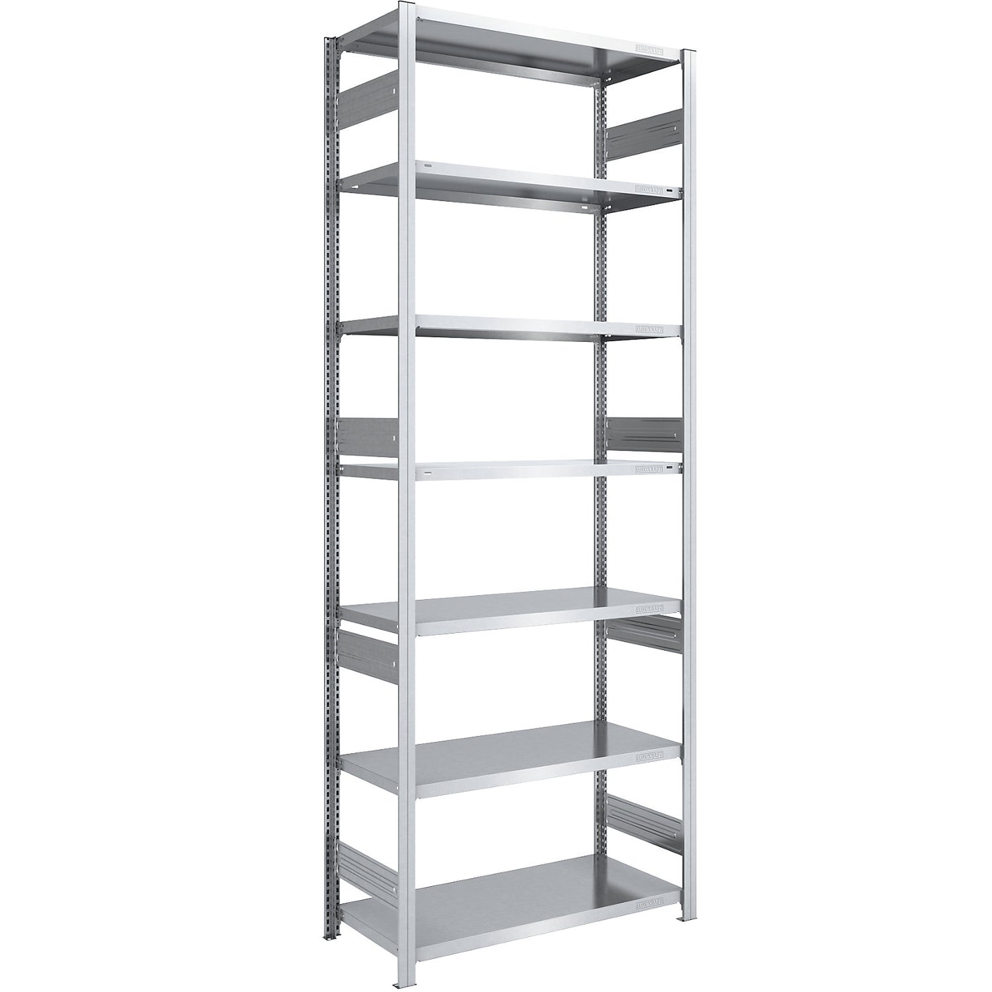 Heavy duty boltless shelving unit, double-sided, HxWxD 3000 x 1000 x 600 mm, zinc plated, standard shelf unit.