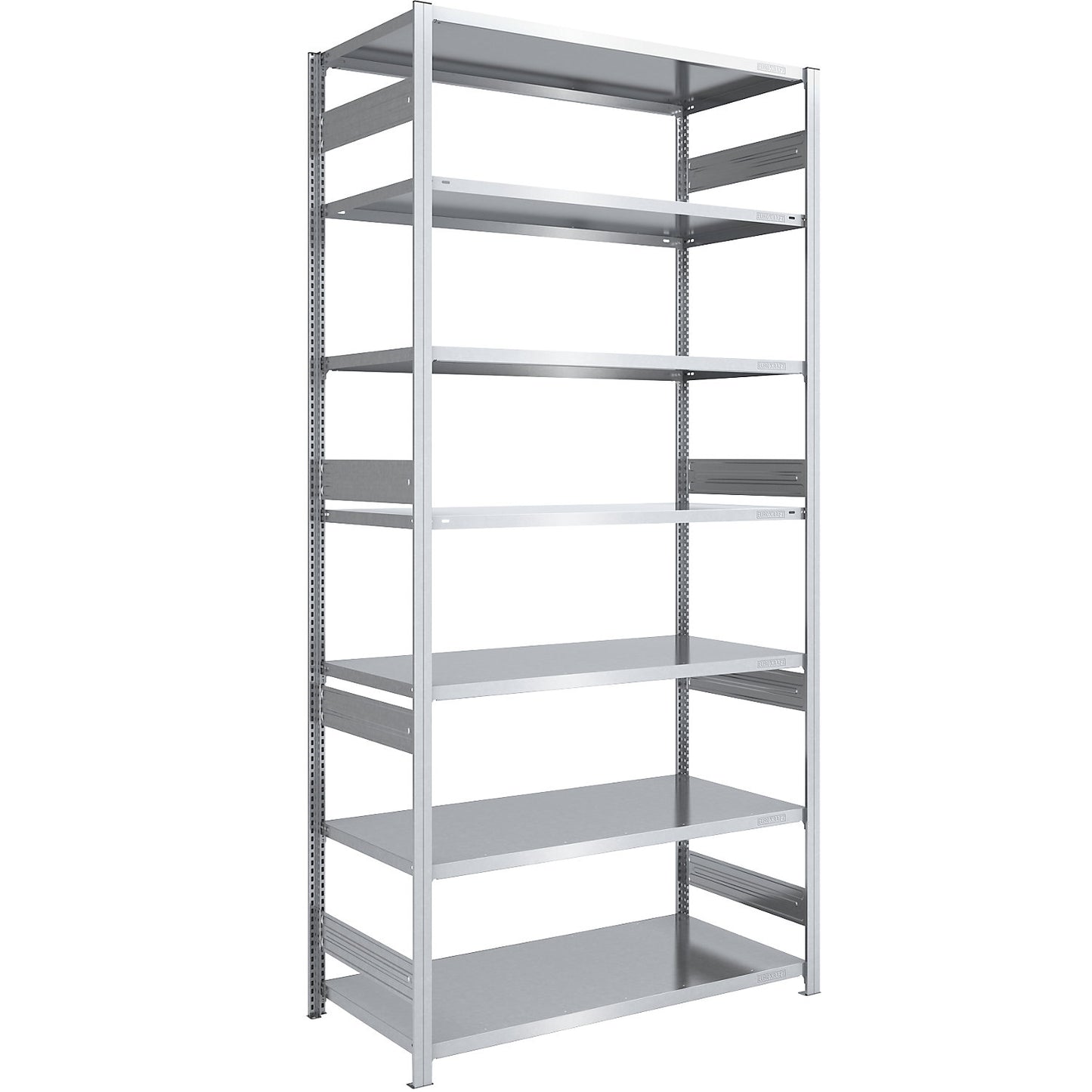 Heavy duty boltless shelving unit, double-sided, HxWxD 3000 x 1300 x 800 mm, zinc plated, standard shelf unit.