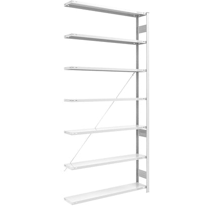 Boltless shelving unit, light duty, single-sided, HxWxD 3000 x 1300 x 300 mm, grey, extension shelf unit.