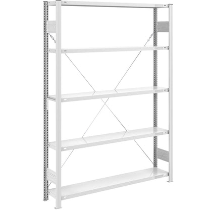 Heavy duty boltless shelving unit, single-sided, HxWxD 2000 x 1300 x 300 mm, grey, standard shelf unit.
