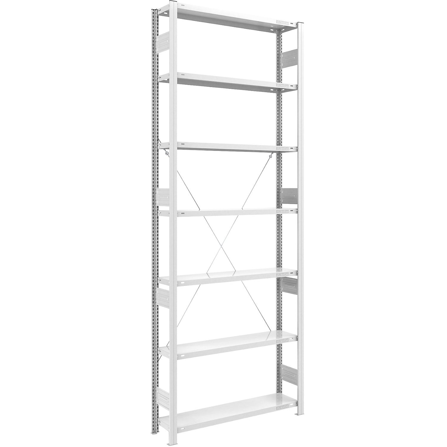 Heavy duty boltless shelving unit, single-sided, HxWxD 3000 x 1000 x 300 mm, grey, standard shelf unit.