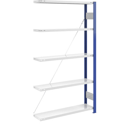 Boltless shelving unit, light duty, single-sided, HxWxD 2000 x 1000 x 300 mm, blue/grey, extension shelf unit.