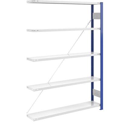 Boltless shelving unit, light duty, single-sided, HxWxD 2000 x 1300 x 300 mm, blue/grey, extension shelf unit.