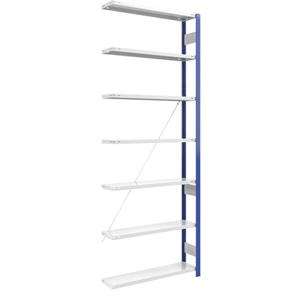 Boltless shelving unit, light duty, single-sided, HxWxD 3000 x 1000 x 300 mm, blue/grey, extension shelf unit.