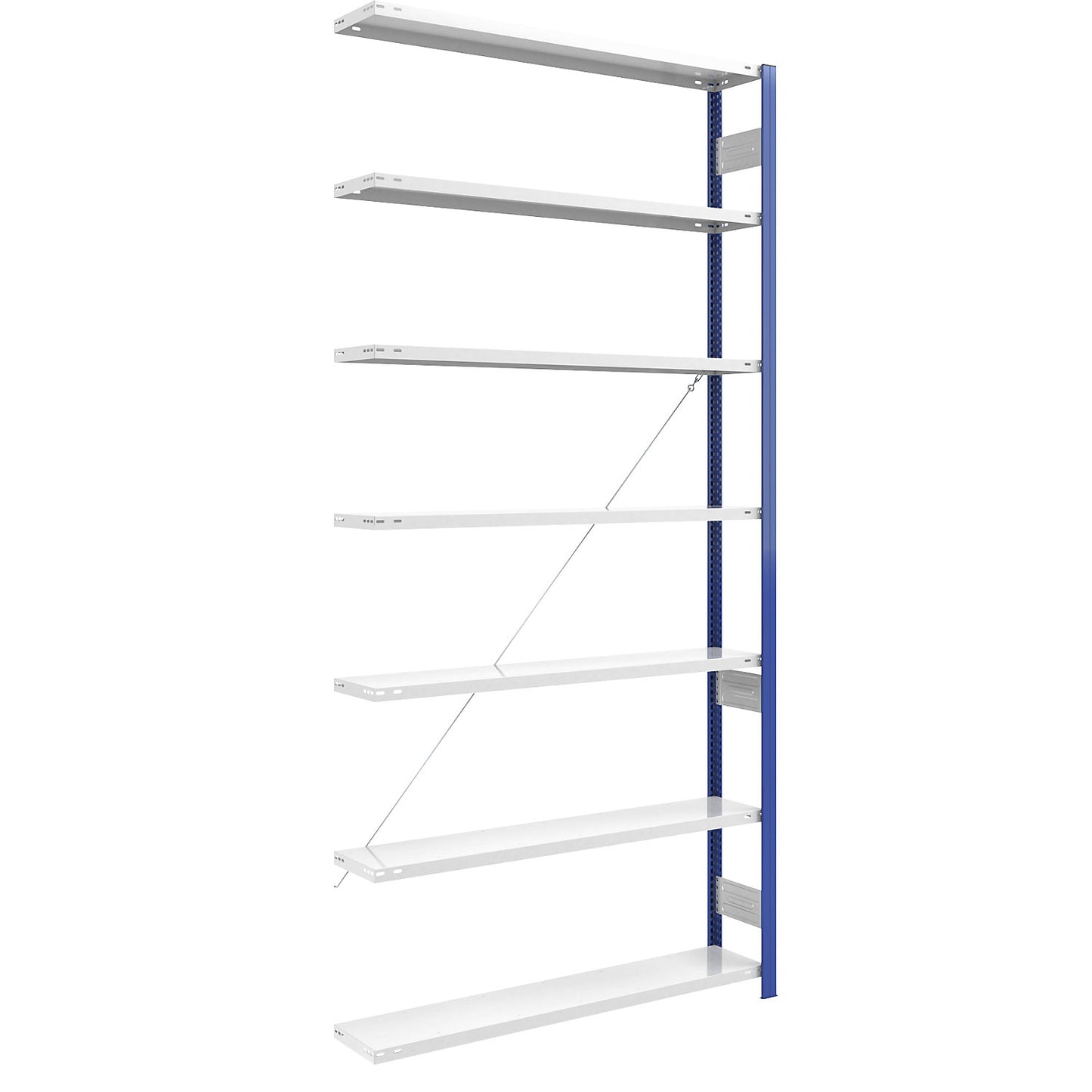 Boltless shelving unit, light duty, single-sided, HxWxD 3000 x 1300 x 300 mm, blue/grey, extension shelf unit.