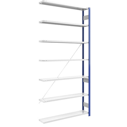 Boltless shelving unit, light duty, single-sided, HxWxD 3000 x 1300 x 300 mm, blue/grey, extension shelf unit.