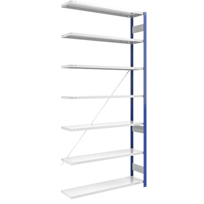 Boltless shelving unit, light duty, single-sided, HxWxD 3000 x 1300 x 400 mm, blue/grey, extension shelf unit.
