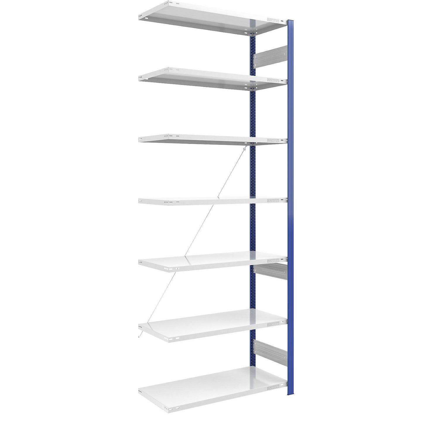 Boltless shelving unit, light duty, single-sided, HxWxD 3000 x 1000 x 600 mm, blue/grey, extension shelf unit.