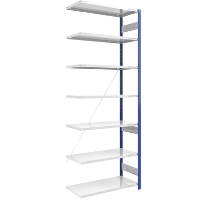 Boltless shelving unit, light duty, single-sided, HxWxD 3000 x 1000 x 600 mm, blue/grey, extension shelf unit.