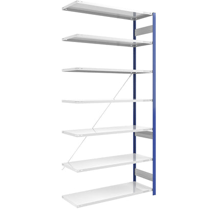 Boltless shelving unit, light duty, single-sided, HxWxD 3000 x 1300 x 600 mm, blue/grey, extension shelf unit.