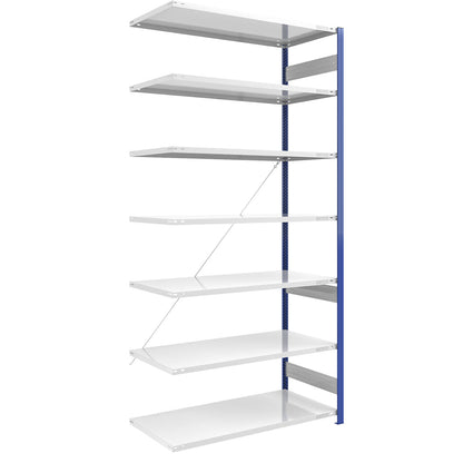 Boltless shelving unit, light duty, single-sided, HxWxD 3000 x 1300 x 800 mm, blue/grey, extension shelf unit.