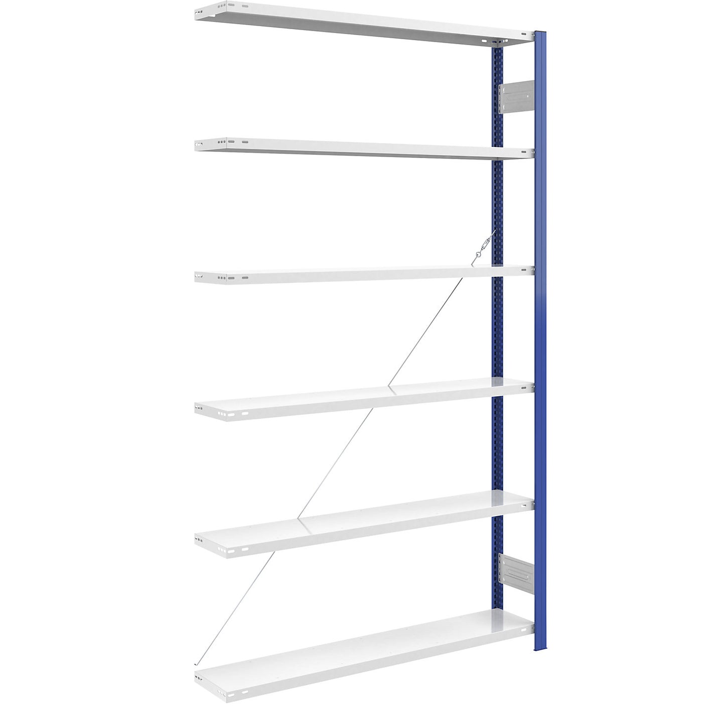 Boltless shelving unit, light duty, single-sided, HxWxD 2500 x 1300 x 300 mm, blue/grey, extension shelf unit.