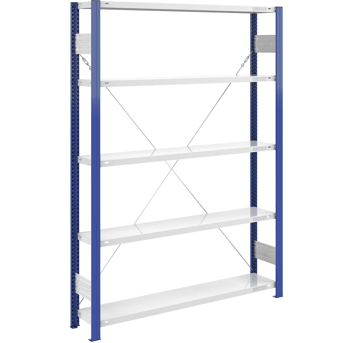 Boltless shelving unit, light duty, single-sided, HxWxD 2000 x 1300 x 300 mm, blue/grey, standard shelf unit.