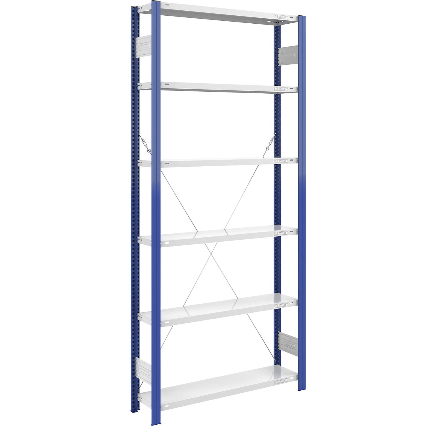 Boltless shelving unit, light duty, single-sided, HxWxD 2500 x 1000 x 300 mm, blue/grey, standard shelf unit.