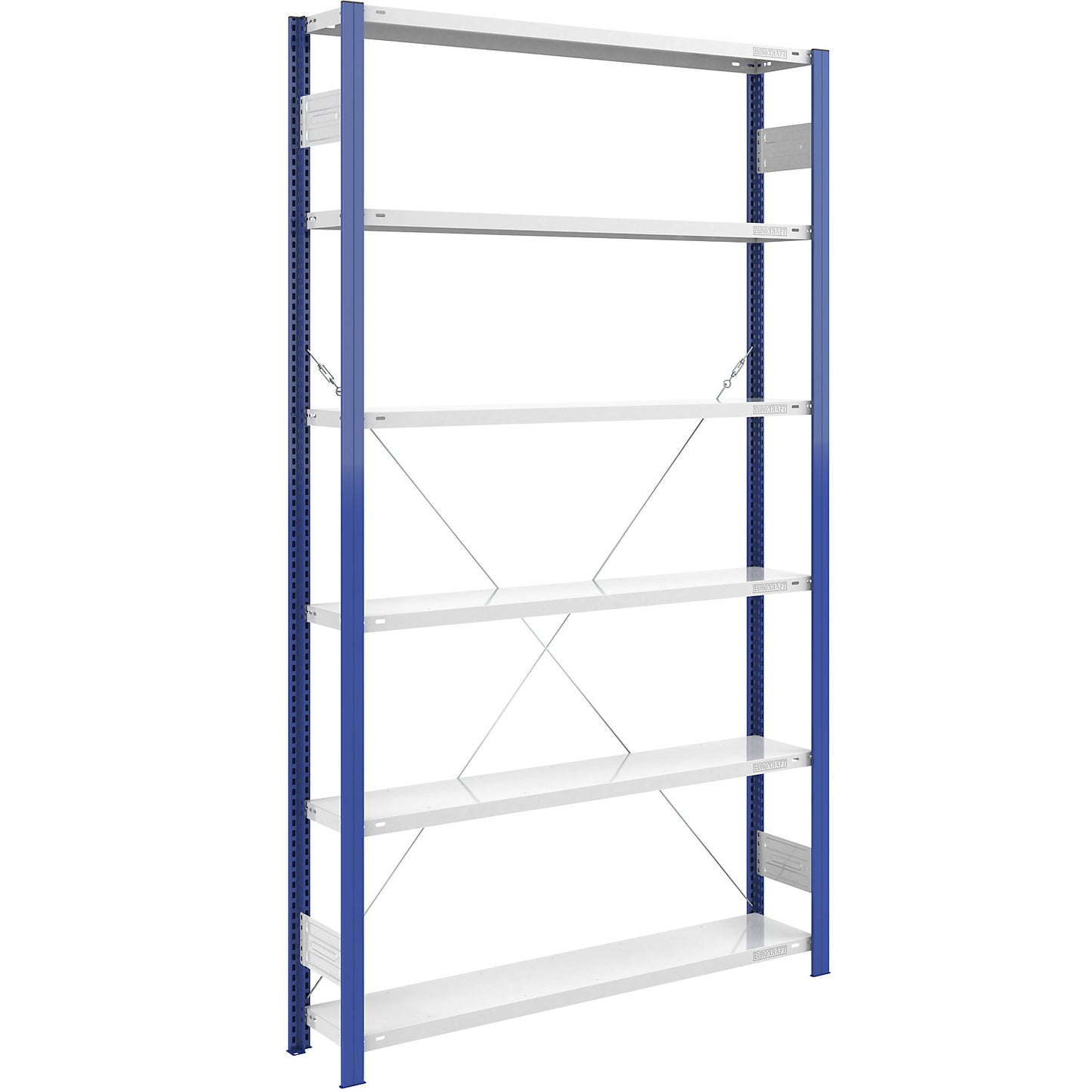 Boltless shelving unit, light duty, single-sided, HxWxD 2500 x 1300 x 300 mm, blue/grey, standard shelf unit.