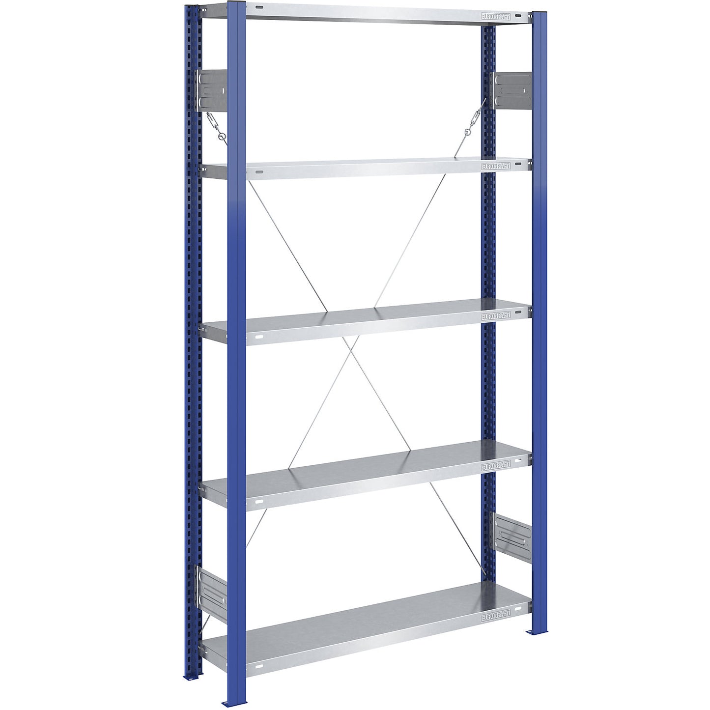 Boltless shelving unit, light duty, single-sided, HxWxD 2000 x 1000 x 300 mm, blue/zinc plated, standard shelf unit.