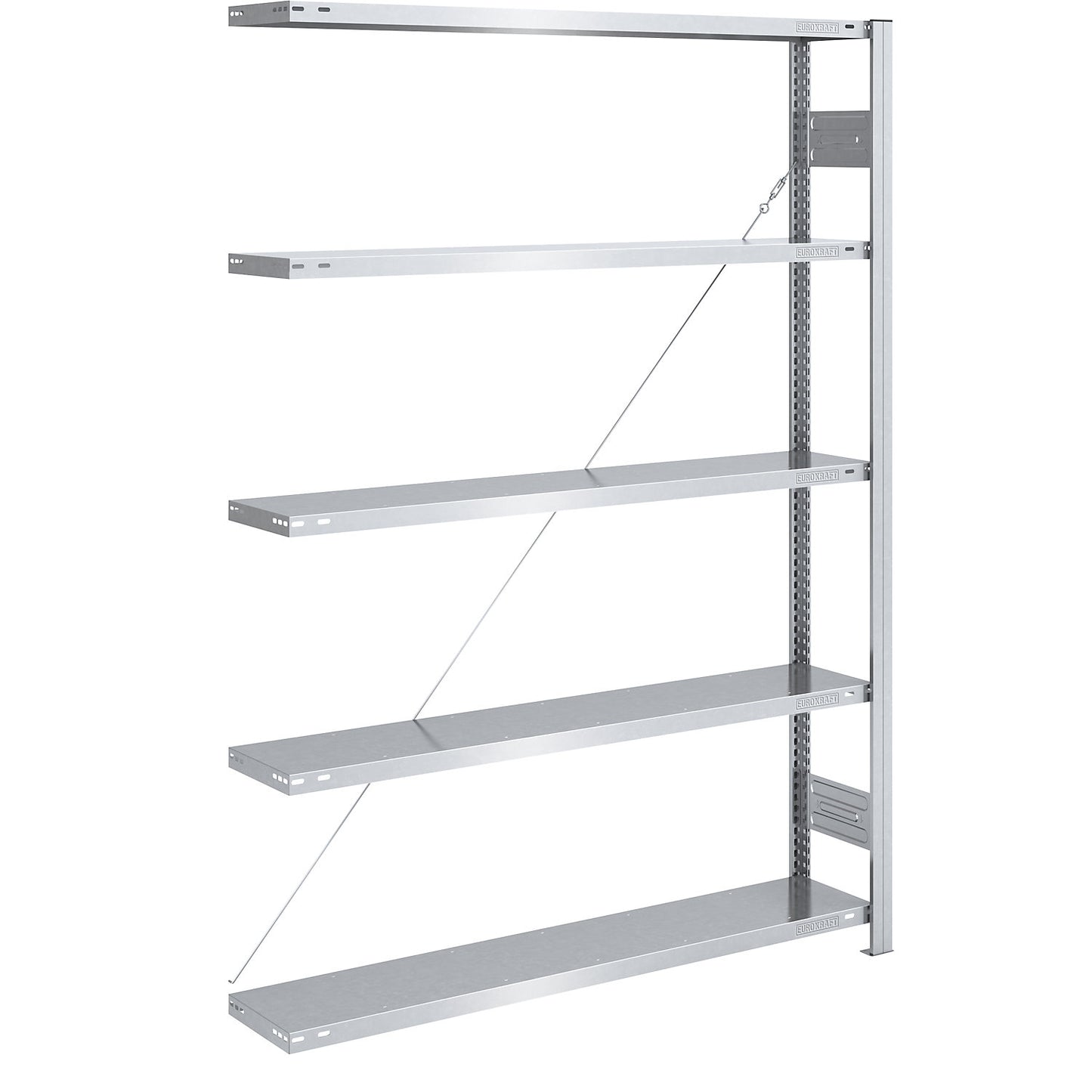 Boltless shelving unit, light duty, single-sided, HxWxD 2000 x 1300 x 300 mm, zinc plated, extension shelf unit.