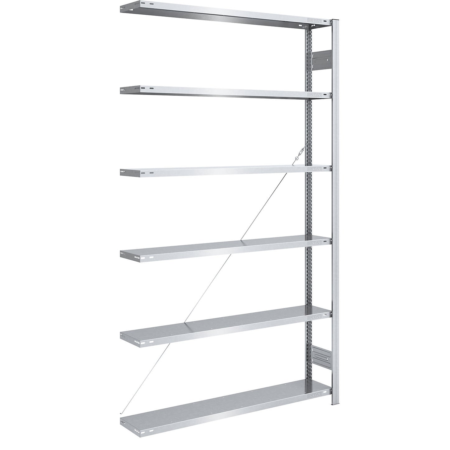 Boltless shelving unit, light duty, single-sided, HxWxD 2500 x 1300 x 300 mm, zinc plated, extension shelf unit.