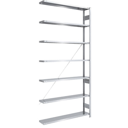 Boltless shelving unit, medium duty, single-sided, HxWxD 3000 x 1300 x 300 mm, zinc plated, extension shelf unit.