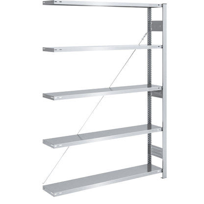 Heavy duty boltless shelving unit, single-sided, HxWxD 2000 x 1300 x 300 mm, zinc plated, extension shelf unit.