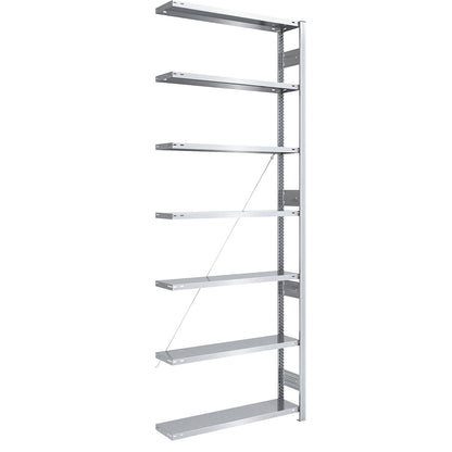 Heavy duty boltless shelving unit, single-sided, HxWxD 3000 x 1000 x 300 mm, zinc plated, extension shelf unit.