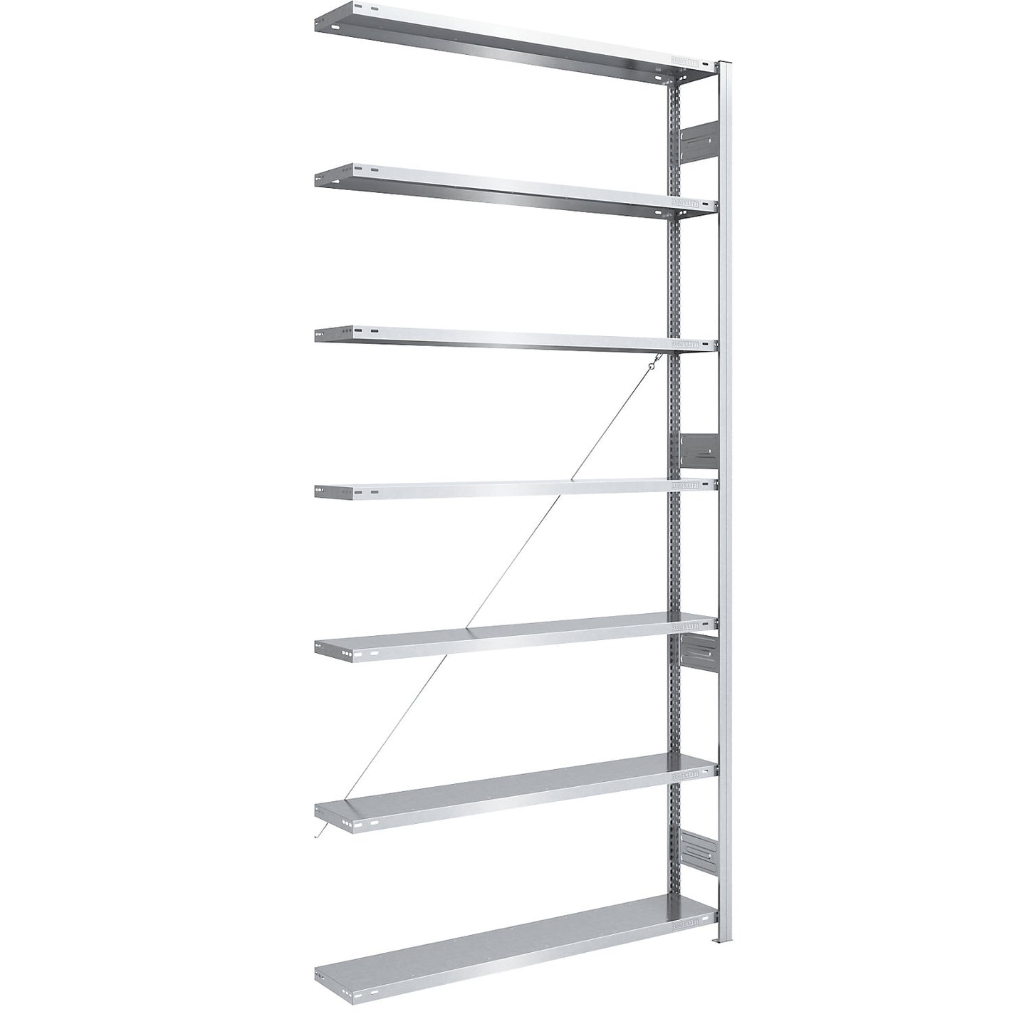 Heavy duty boltless shelving unit, single-sided, HxWxD 3000 x 1300 x 300 mm, zinc plated, extension shelf unit.