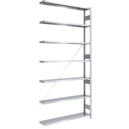 Heavy duty boltless shelving unit, single-sided, HxWxD 3000 x 1300 x 300 mm, zinc plated, extension shelf unit.