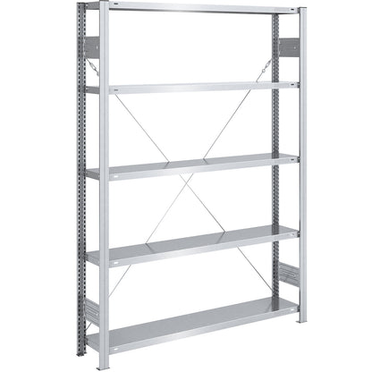 Boltless shelving unit, light duty, single-sided, HxWxD 2000 x 1300 x 300 mm, zinc plated, standard shelf unit.