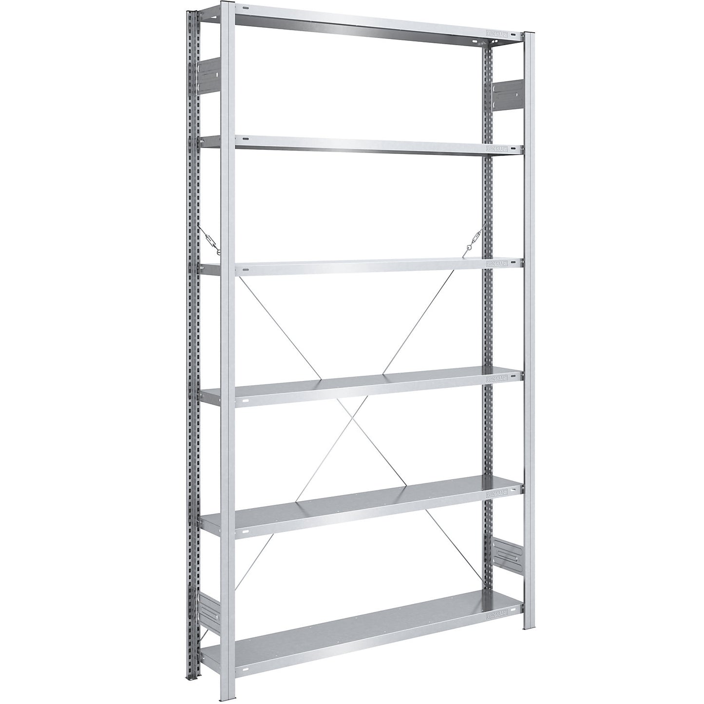Boltless shelving unit, light duty, single-sided, HxWxD 2500 x 1300 x 300 mm, zinc plated, standard shelf unit.