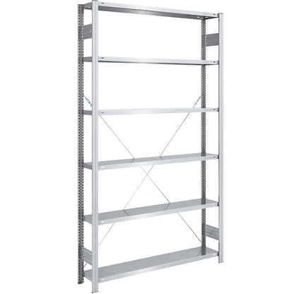 Boltless shelving unit, light duty, single-sided, HxWxD 2500 x 1300 x 300 mm, zinc plated, standard shelf unit.