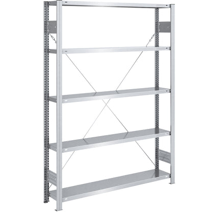 Boltless shelving unit, medium duty, single-sided, HxWxD 2000 x 1300 x 300 mm, zinc plated, standard shelf unit.