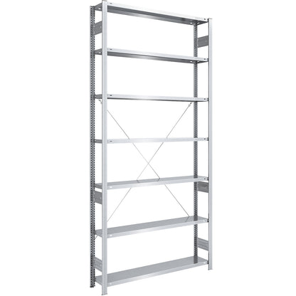 Boltless shelving unit, medium duty, single-sided, HxWxD 3000 x 1300 x 300 mm, zinc plated, standard shelf unit.