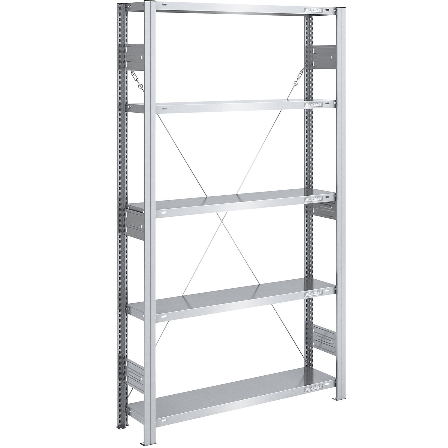 Heavy duty boltless shelving unit, single-sided, HxWxD 2000 x 1000 x 300 mm, zinc plated, standard shelf unit.
