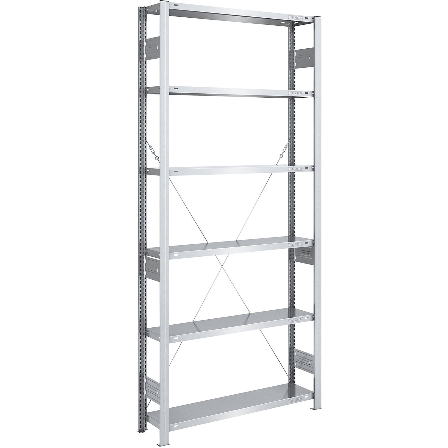 Heavy duty boltless shelving unit, single-sided, HxWxD 2500 x 1000 x 300 mm, zinc plated, standard shelf unit.