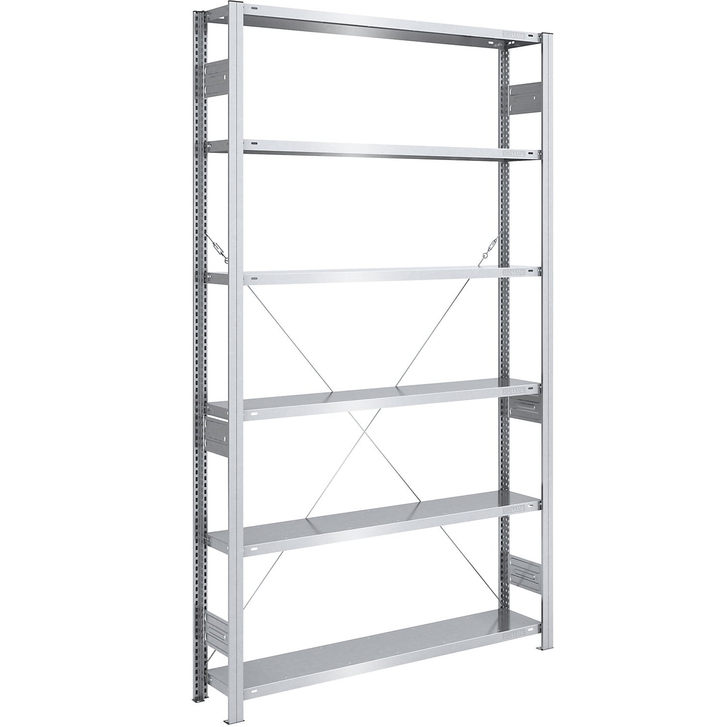 Heavy duty boltless shelving unit, single-sided, HxWxD 2500 x 1300 x 300 mm, zinc plated, standard shelf unit.