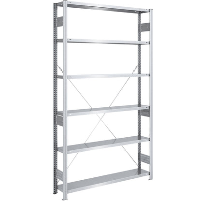 Heavy duty boltless shelving unit, single-sided, HxWxD 2500 x 1300 x 300 mm, zinc plated, standard shelf unit.