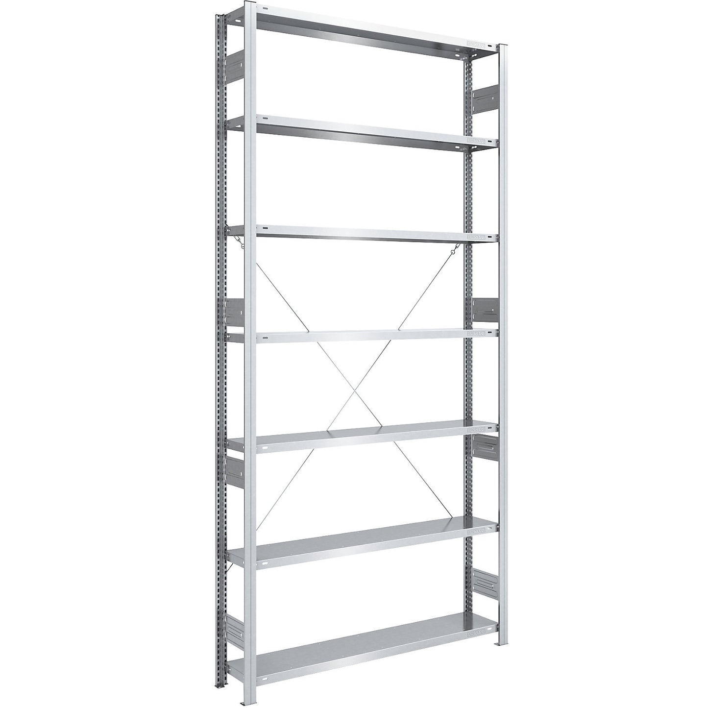 Heavy duty boltless shelving unit, single-sided, HxWxD 3000 x 1300 x 300 mm, zinc plated, standard shelf unit.