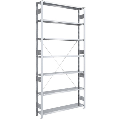 Heavy duty boltless shelving unit, single-sided, HxWxD 3000 x 1300 x 300 mm, zinc plated, standard shelf unit.