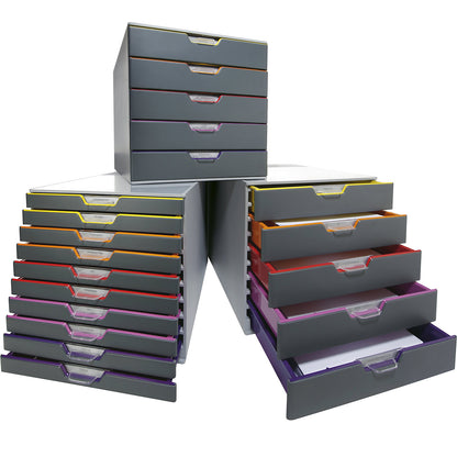 VARICOLOR® drawer box, HxWxD 292 x 280 x 356 mm, 10 drawers, grey.