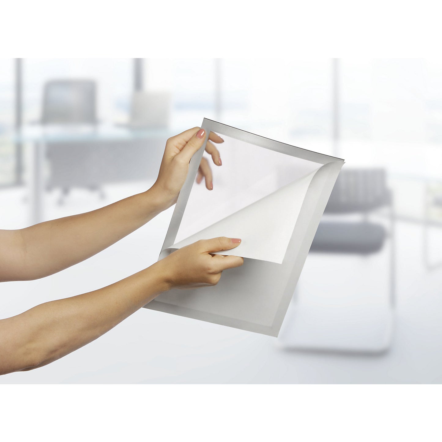 DURAFRAME® display frame, self adhesive, magnetic, for A4, silver frame, pack of 20.