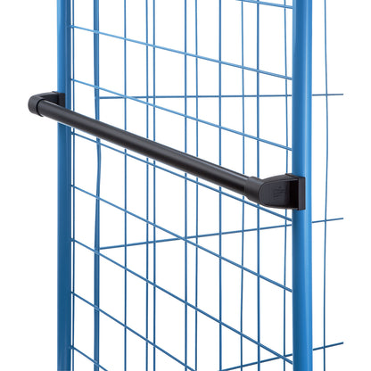 Shelf truck, wire mesh on three sides, max. load 500 kg, solid rubber tyres, platform LxW 1175 x 755 mm, 2 levels, with rim.