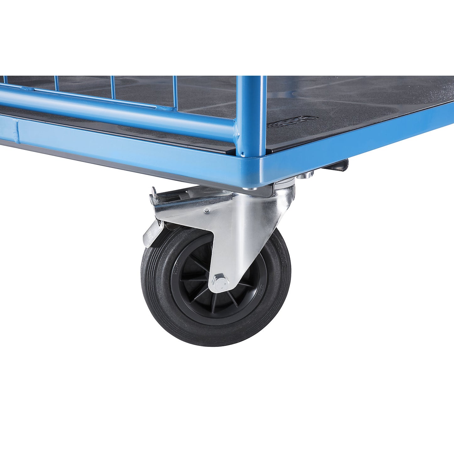 Shelf truck, wire mesh on three sides, max. load 500 kg, solid rubber tyres, platform LxW 1175 x 755 mm, 2 levels.