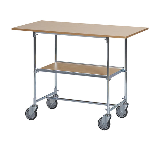 Table trolley, zinc plated, LxWxH 1200 x 600 x 900 mm, beech finish.